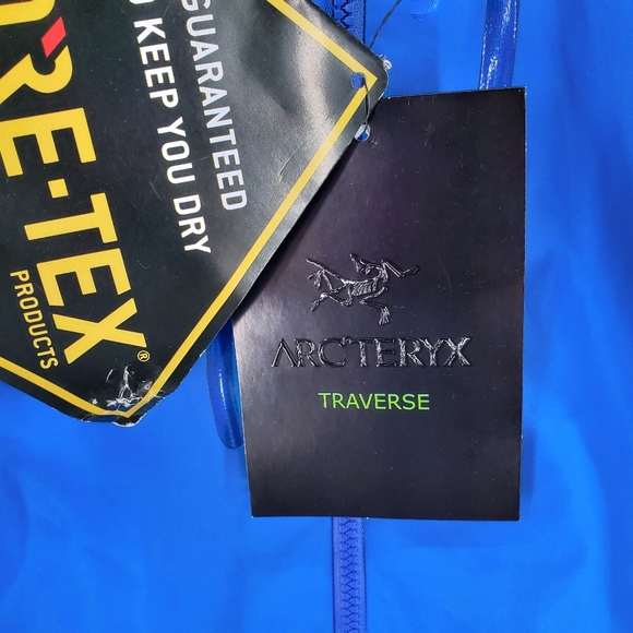 Arc'teryx Traverse Jacket Blue Goretex Pro Light Shell Men L Hooded Full Zip NEW - Picture 14 of 16